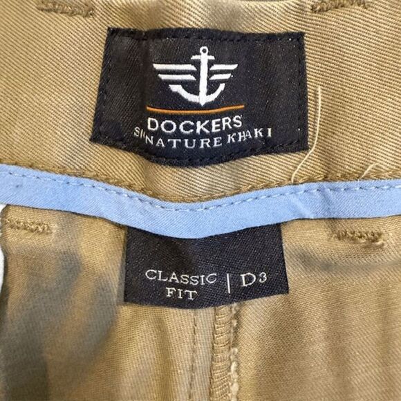 Dockers Signature Khaki Classic Fit Trousers Tan Pants Beige Chino Size 34x36 - Picture 7 of 10